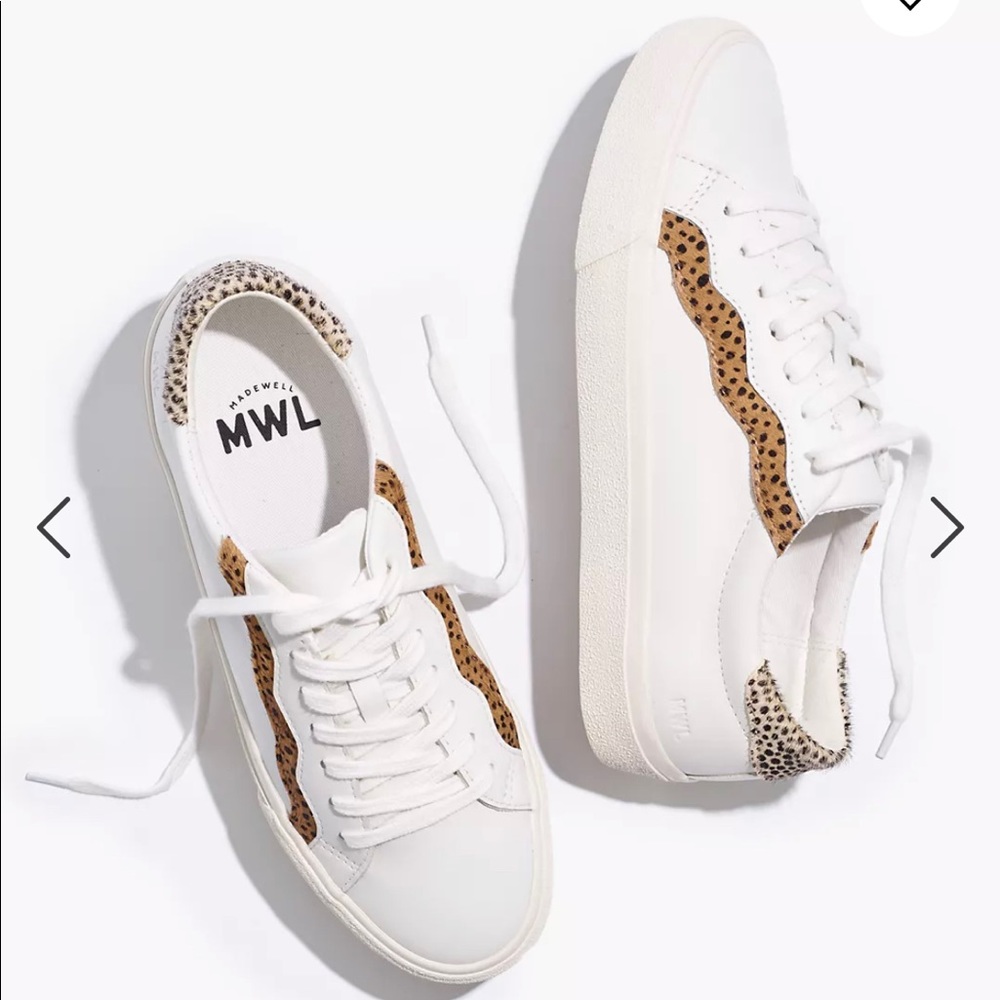 Brand new in the box Madewell Sidewalk Sneakers in Leather & Calf Hair Size 7.5